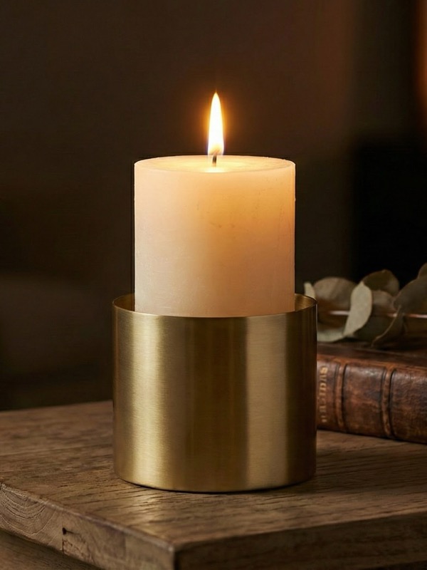 Brass Candle Holder - Lit